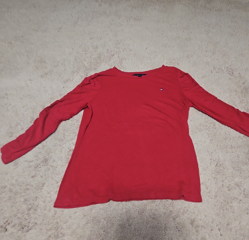 Tommy Hilfiger Girls' Bright Red Long-Sleeve Tee
